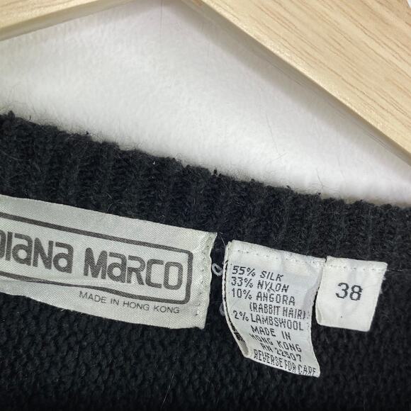 Diana Marco Black Silk Blend Embellished Crewneck Sweater Women's Size 38 Large - Picture 5 of 6